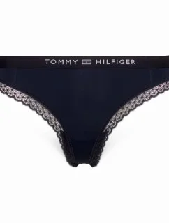 Dámske čipkované tangá s tonálnym logom UW0UW04184-DW5 - Tommy Hilfiger