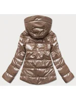 Svetlo hnedá dámska bunda s kapucňou (B8007-46)