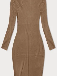 Tmavobéžové ceruzkové šaty s rolákom (MM98015)