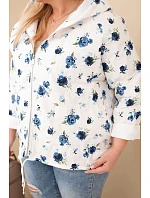 Dámske Plus veľkosť jarná bunda s malým kvetinovým vzorom tmavo modrá