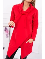 Červená tunika nadmernej veľkosti s obálkovou prednou časťou Červená tunika nadmernej veľkosti s obálkovou prednou časťou