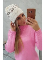 Dámska čiapka Kira K374 ecru+brown