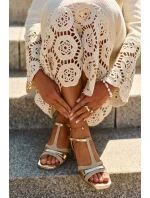 Sandały Damskie Na Słupku Z Eko Skóry Złote Lyana Sandały Damskie Na Słupku Z Eko Skóry Złote Lyana