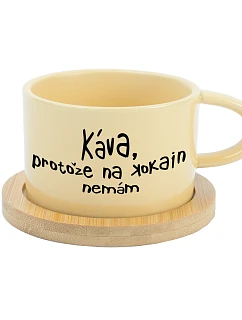 KÁVA, PROTOŽE NA KOKAIN NEMÁM - žlutý hrníček makronka 200 ml
