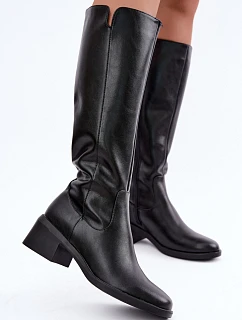 Čižmy na podpätku so zipsom, model 232095 Step in style