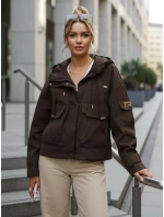 Dámska prechodná bunda s kapucňou a vreckami hnedá FashionStreet TY5637