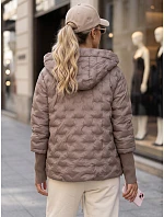 Dámska prešívaná bunda s kapucňou, béžová, FashionStreet TY5868 Dámska prešívaná bunda s kapucňou, béžová, FashionStreet TY5868