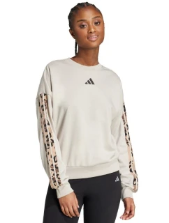 Dámska mikina adidas Animal Print 3-Stripes French Terry Sweatshirt cream JM1836