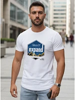 Pánske bavlnené tričko s potlačou EXPAND biele FashionStreet NX5004R Pánske bavlnené tričko s potlačou EXPAND biele FashionStreet NX5004R