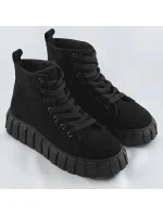 Čierne šnurovacie topánky z imitácie semišu (XA057)