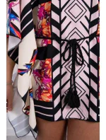 Netopierie šaty s viazaním v páse, púdrovo ružové