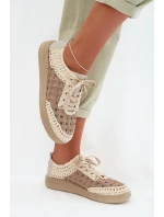 Kožené batohy Dámské polobotky D&A GR61-5951 Béžové