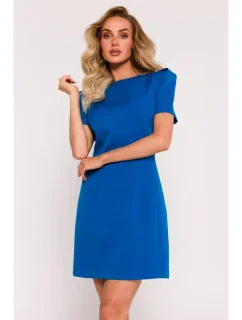 M777 Mini šaty s ramennými vypchávkami - modré
