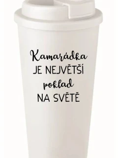KAMARÁDKA JE NAJVÄČŠÍ POKLAD NA SVETE - biely termohrnček 475 ml