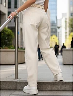Dámske baggy džínsy s vysokým pásom v béžovej farbe FashionStreet UY2931