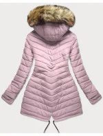 Dámska obojstranná zimná bunda s kapucňou tmavomodrá a ružová (w211)