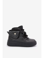 Wysokie Sneakersy Z Saszetką Na Platformie Czarne Saramis