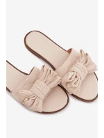 Dámské pantofle na ploché podešvi s mašlí Béžové Amivelle