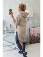 Zateplená mikina s bočnými rázporkami béžová