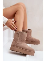 Wysokie Śniegowce Damskie Na Platformie Big Star OO274A097 Beżowe