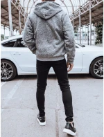 Pánska zateplená mikina na zips svetlo šedá FashionStreet BX5596 Pánska zateplená mikina na zips svetlo šedá FashionStreet BX5596