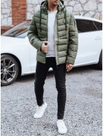 Pánska prešívaná zimná bunda s kapucňou zelená FashionStreet TX5058 Pánska prešívaná zimná bunda s kapucňou zelená FashionStreet TX5058