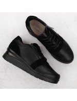 Čierne dámske kožené tenisky na podpätku Sergio Leone PB236-S