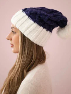 Milano fleecová čiapka K203 tmavo fialová+ecru