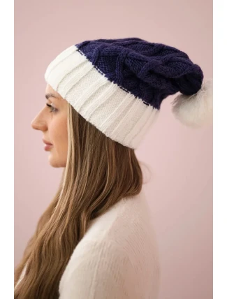 Milano fleecová čiapka K203 tmavo fialová+ecru