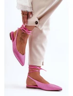 Wiązane Damskie Baleriny Zdobione Ćwiekami Różowe Jange