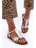 Sandały Damskie Płaskie Z Eko Skóry Sergio Leone SK071H Białe