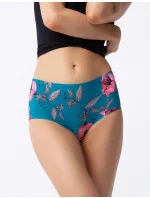 Dámske jednoduché maxi nohavičky Wild Rose petrol so vzorom - Julimex