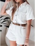 Dámsky krátky denimový overal DINOZIA white FashionStreet EY2589
