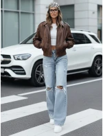 Dámska kožená bunda bomber hnedá FashionStreet TY5219