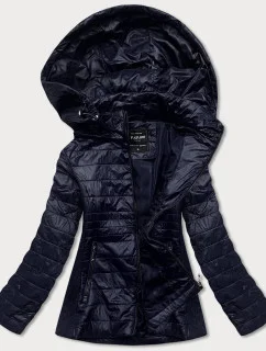 Tmavomodrá prešívaná dámska bunda s pružnými vsadkami (RQW-7012)