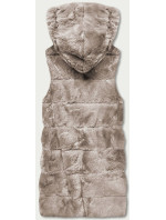 Béžová kožušinová vesta s kapucňou (B8059-12)