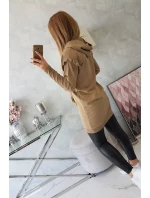 Šaty s ozdobnými volánikmi a kapucňou camel