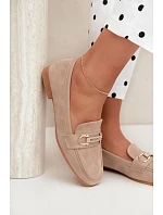 Dámske mokasíny Loafers s ozdobným prvkom, béžové, Evelora Dámske mokasíny Loafers s ozdobným prvkom, béžové, Evelora
