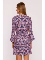 M877 Šaty s potlačou a širokými manžetami - model 3