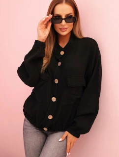 Dámske mušelínové tričko s dlhým rukávom čierne