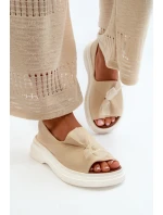 Zazoo 2939 Dámske kožené sandále s mašľou Light Beige Zazoo 2939 Dámske kožené sandále s mašľou Light Beige