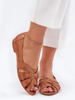 Skórzane Baleriny Z Odkrytymi Palcami Maciejka 06908-29/001-1 Brązowe