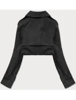 Čierny dvojradový kabát s opaskom (AG3-011)