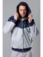 Pánska športová bunda zo zmiešanej tkaniny tmavo modrá - limetková (8M901-215)