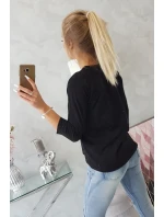 Blúzka s grafikou dievčatá v 3D okuliaroch čierna