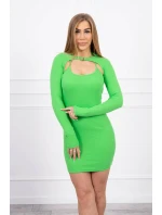 Pruhované vypasované šaty zelené neónové
