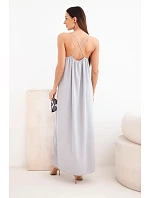 Dlhé šaty bez ramienok šedé