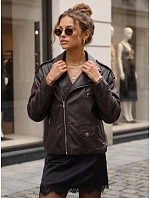 Dámska bunda v štýle „Ramones“ z ekologickej kože, hnedá, FashionStreet TY5918 Dámska bunda v štýle „Ramones“ z ekologickej kože, hnedá, FashionStreet TY5918