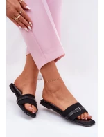 Płaskie Klapki Damskie Z Paskiem I Sprzączką Czarne Zilina