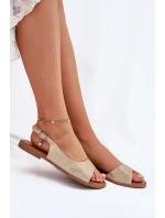 Sandały Damskie Na Płaskim Obcasie Złote Weanise